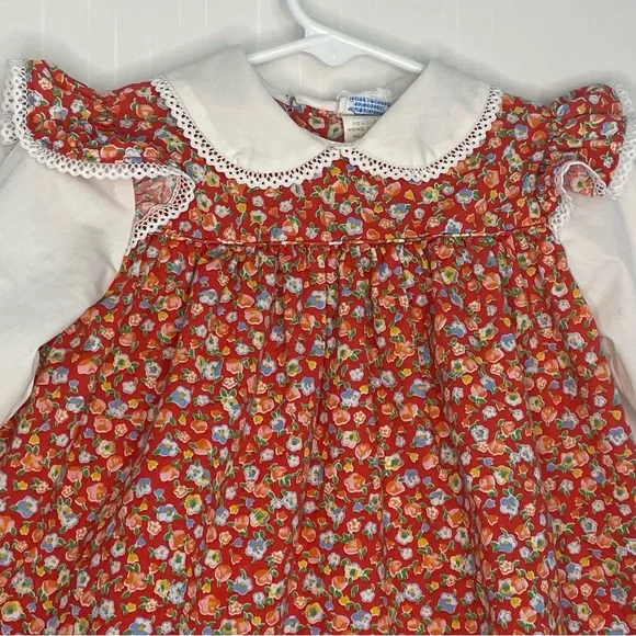 Vintage Baby Girl Prairie Cottage Core Dress Floral Lace 70s-80s ✔️Size - Picture 3 of 15